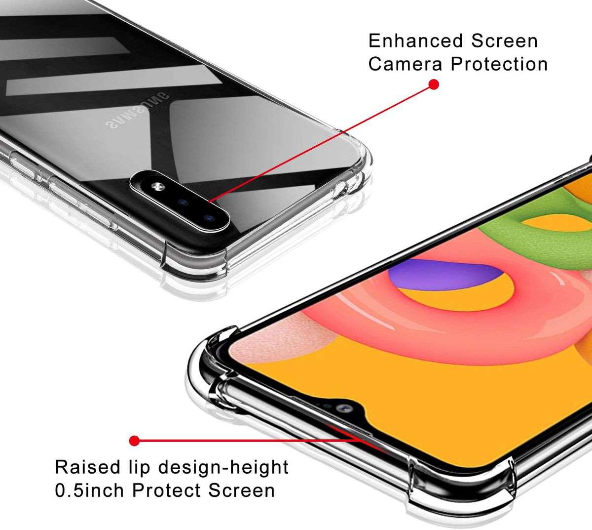 Samsung Galaxy A01 Clear Shock Resistant Armor Cover