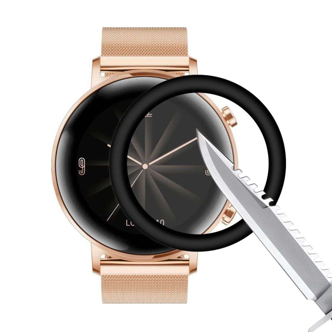 CellTime Huawei Watch GT2 Elegant 42mm Full Tempered Fiber Glass Screen Guard