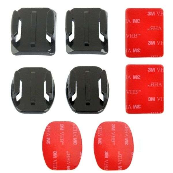 PULUZ 2 Curved Surface Mounts + 2 Flat Surface Mounts + 4 Adhesive Mount Stickers for GoPro HERO4...