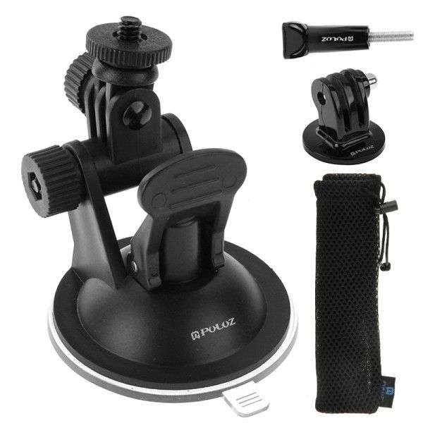 PULUZ Car Suction Cup Mount with Screw & Tripod Mount Adapter & Storage Bag for GoPro HERO4 Sessi...