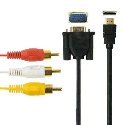 HDMI to VGA HD15 and Video/Audio Cable, Length: 1.8m (Gold Plated)
