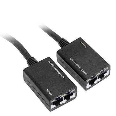 HDMI Extender by Cat5e / 6 LAN Cable 30M / 1080P(Black)