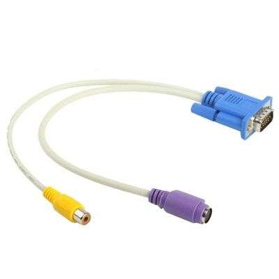VGA Video Card to S-Video and RCA TV Display Adapter Cable