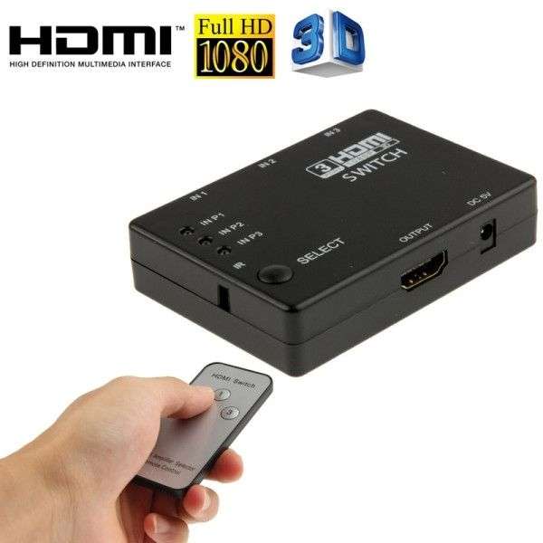 Full HD 1080P 3D HDMI 3x1 Switch with IR Remote Control