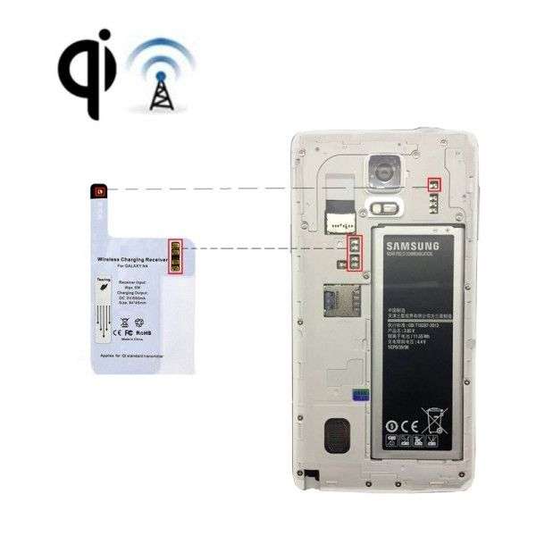 Ultra-thin Wireless Charger Receiver for Samsung Galaxy Note 4, Applies for QI Standard Transmitter