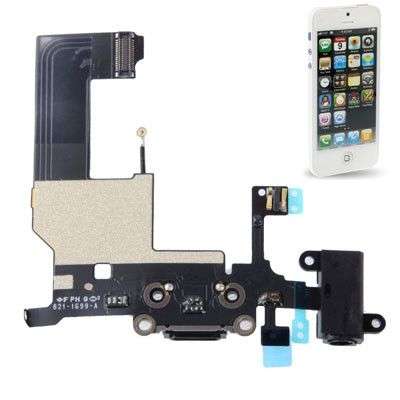 Dock Connector with Headphone Jack Flex Cable Repair Replacement for iPhone 5 (Black)