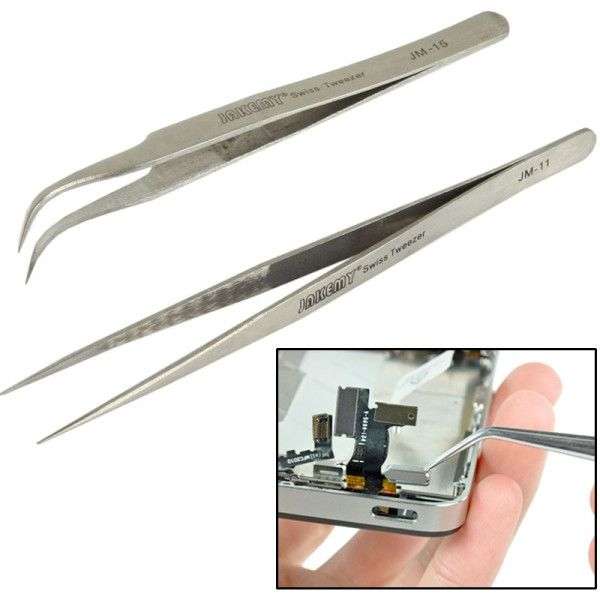 High-precision Electronic Stainless Steel Elbow & Straight Tweezers(Silver)