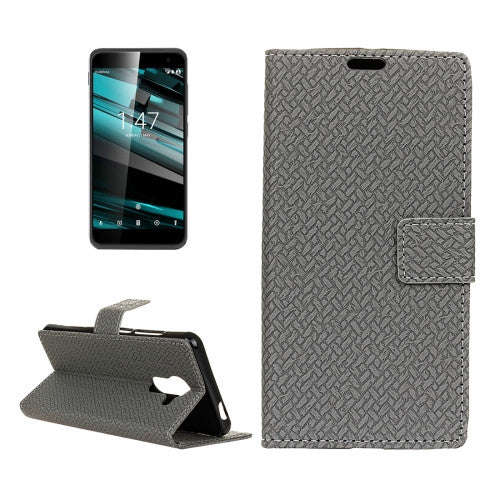 For Vodafone Smart Platinum 7 Weaving Texture Horizontal Flip PU Leather Case with Magnetic Buckl...