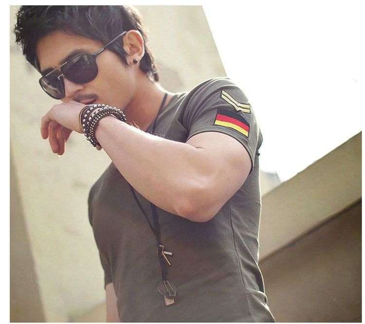 Men's Short Sleeve T Shirt Slim fit - Green / Large