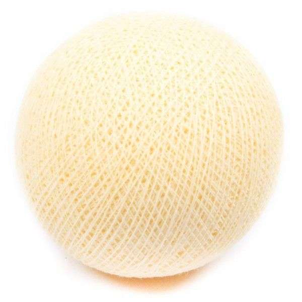 Cream LED Battery Cotton Ball String Light - beige / cotton