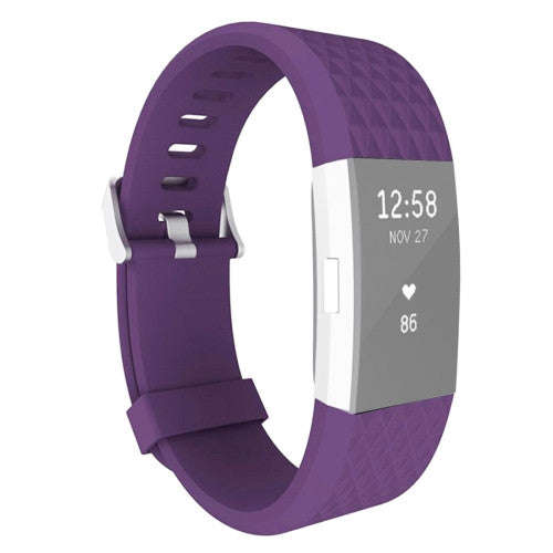 For Fitbit Charger 2 Bracelet Watch Diamond Texture TPU Watchband Full Length: 23cm(Purple)