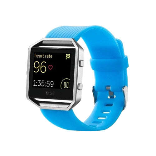 For Fitbit Blaze Watch Oblique Texture Silicone Watchband Large Size Length: 17-20cm(Blue)