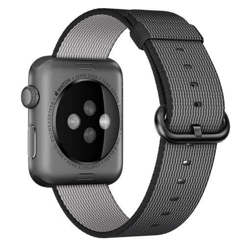 For Apple Watch 42mm Woven Nylon Watchband(Black)