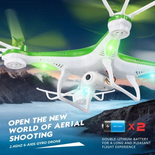 JJRC H97 Gyro 4-Channel 2.4GHz Drones RC Quadcopter with LED Light & 0.3MP Camera(Green)