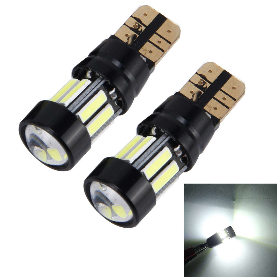 2 PCS 5W 400LM T10 7020 Car Width Lamp Clearance Light Parking Lights with Lens & 10 LED Lights(W...