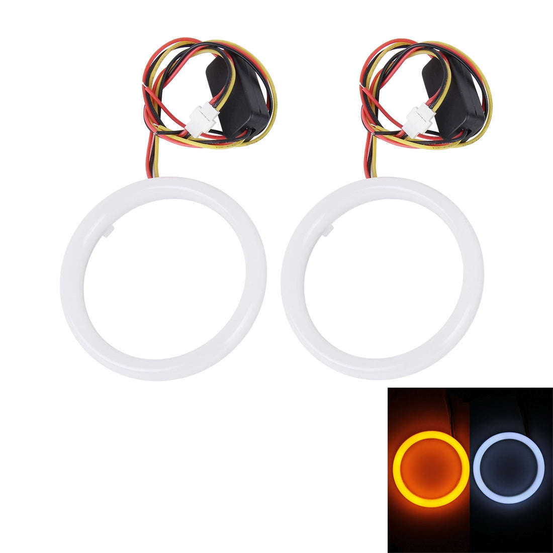 2 PCS 3inch 6W White Light + Yellow Light Car Angel Eyes Light DC 12V Cable Length: 50cm