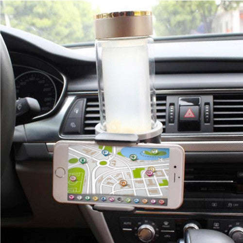 Smart Drink & Phone Clip-on Holder Car Cup Holder Air Vent Mount Phone Holder Insert Soft Drink B...