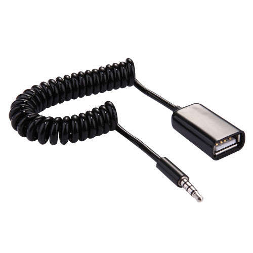 3.5mm Male to USB 2.0 Female Audio Converter Retractable Coiled Cable for Car MP3 Speaker U Disk ...