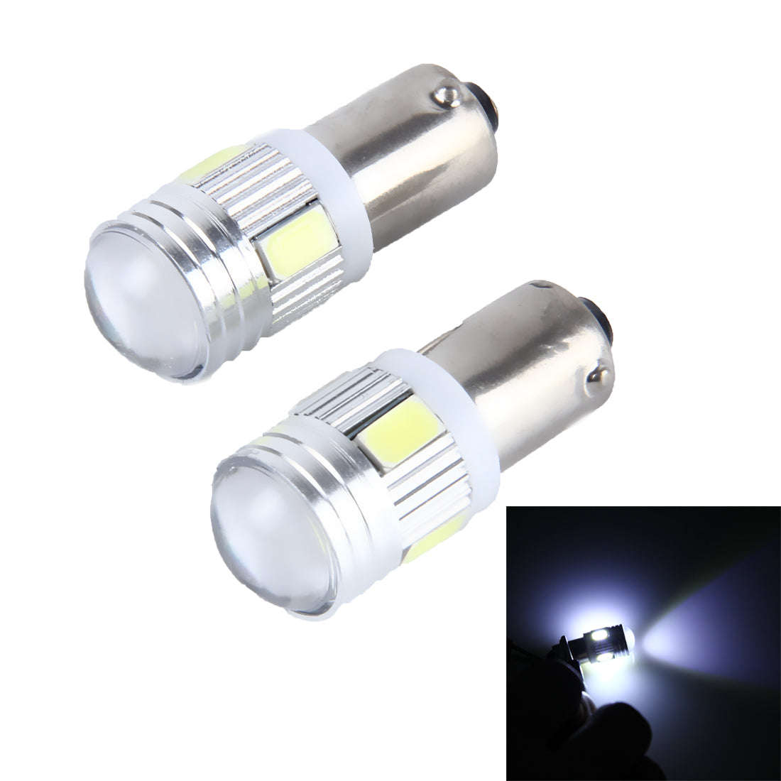 2 PCS BA9S 3W 250 LM 5500K Canbus Car Clearance Light Lamp with 6 SMD-5630 LED Lamps DC 12V(White...