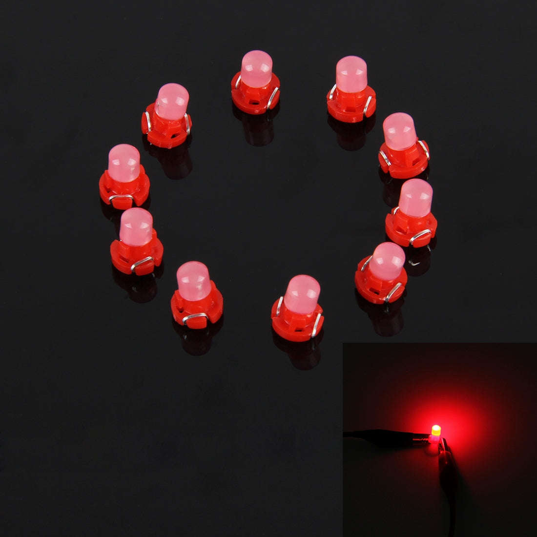 10PCS 2W T3 Wedge Instrument Panel LED Light Dashboard Gauge Cluster Indicator Lamp Bulb(Red Light)