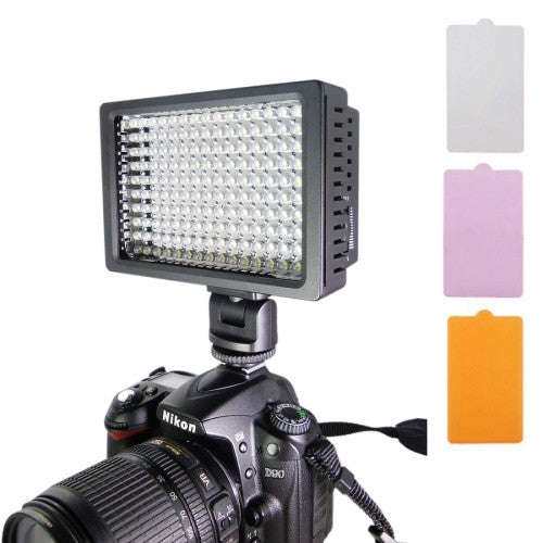 HD-160 White Light LED Video Light on-Camera Photography Lighting Fill Light for Canon Nikon DSLR...