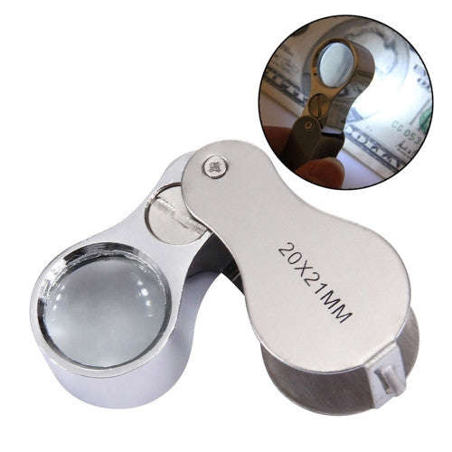 Mini Portable Foldable Loupe Metal Jewellery Antique Magnifier with LED Light