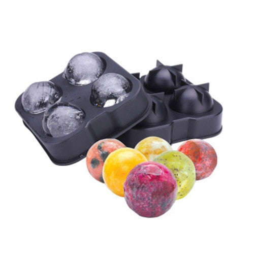 Ball Shape 4-Grid Silicone Ice Cube Mold Size: about 7.5cm