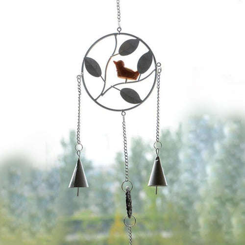 Creative Wall Bird Design Wind Campanula Metal Chimes Ornaments Crafts Wind Chimes Round Bird Bel...