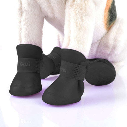 Lovely Pet Dog Shoes Puppy Candy Color Rubber Boots Waterproof Rain Shoes L Size:  5.7 x 4.7cm(Bl...