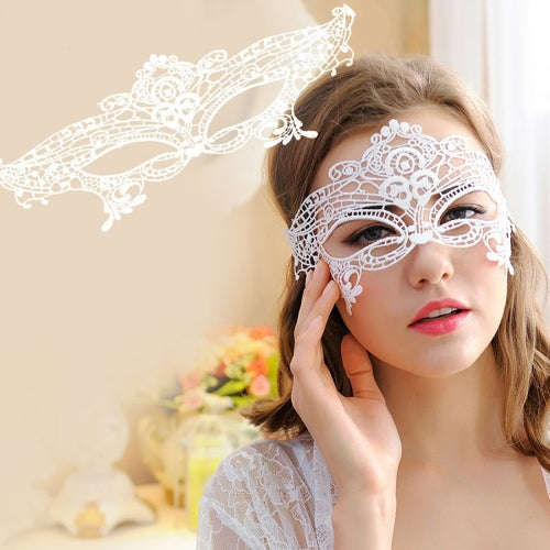 Masquerade Party Dance Sexy Lady Lace Queen Mask(White)-HC5944W