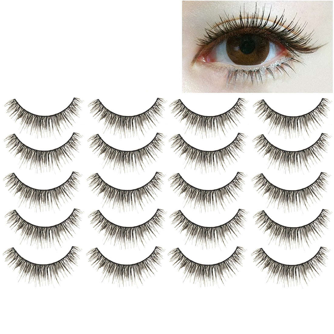 10 Pairs F-8 Criss-Cross Cotton Stem Natural Makeup Lashes Charming Long Thick Black False Eyelashes