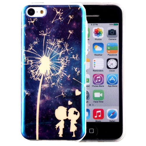 iPhone 5C Case, IMD Little Couple and Dandelion Pattern Blu-ray Soft TPU Protective Case
