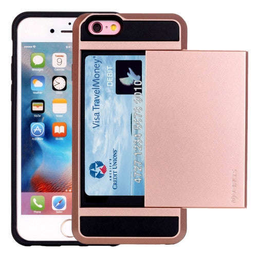 For iPhone SE & 5S & 5 Slide Style TPU + PC Combination Case with Card Slot(Magenta)