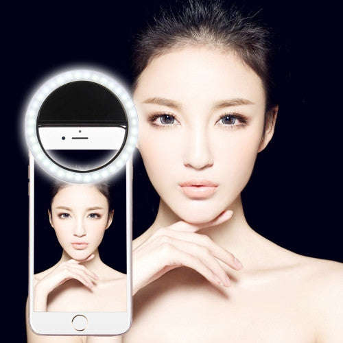 Charging Selfie Beauty Light for Phones with Adjustable Clip & USB Cable(Black)
