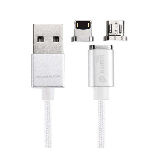 WSKEN 1m 2.4A X-cable mini 2 Metal Magnetic Cable Woven Style 8 Pin & Micro USB to USB 2.0 Data S...