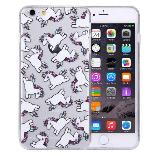 For iPhone 6 Plus & 6s Plus  Horse With Black Eyes Pattern Transparent Soft TPU Protective Cover ...