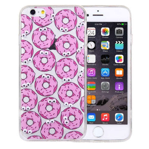 For iPhone 6 Plus & 6s Plus Donuts Cartoon Pattern Transparent Soft TPU Protective Cover Case