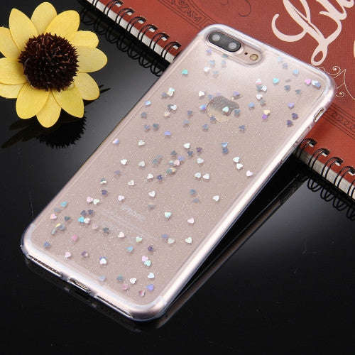 iPhone 7 Plus Case, Glitter Powder Transparent Soft TPU Protective Back Cover Case