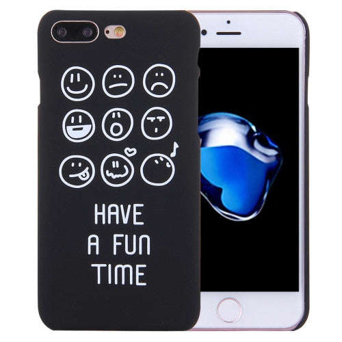 For iPhone 7 Plus Black Background Expression Pack and Words Pattern Plastic Protective Case