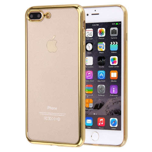 iPhone 7 Plus Case, Electroplating Transparent Soft TPU Protective Cover Case(Gold)