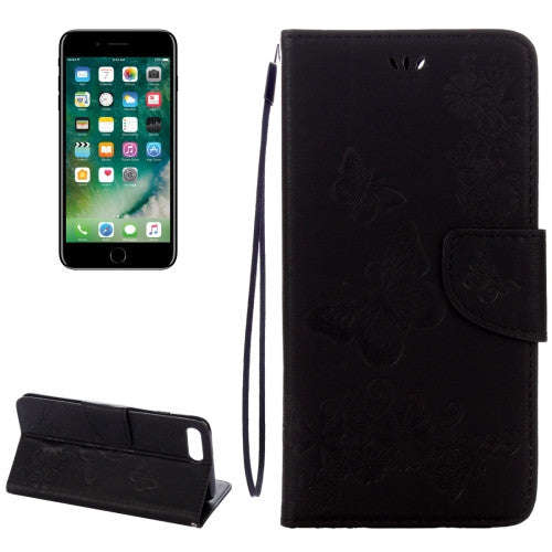 iPhone 7 Plus Case, Butterflies Embossing Horizontal Flip Leather Case with Holder & Card Slots &...