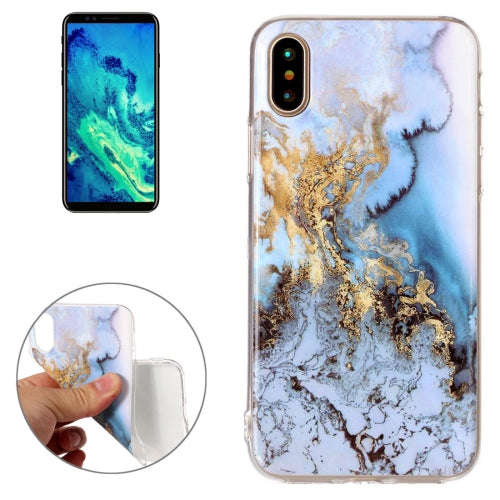 iPhone X Case, Blue Marble Pattern TPU Shockproof Protective Back Cover Case