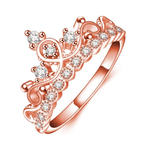 Princess Queen Crown-shaped Rose Gold Plated Zircon Ring US Size: 5 Diameter: 15.7mm Perimeter: 4...