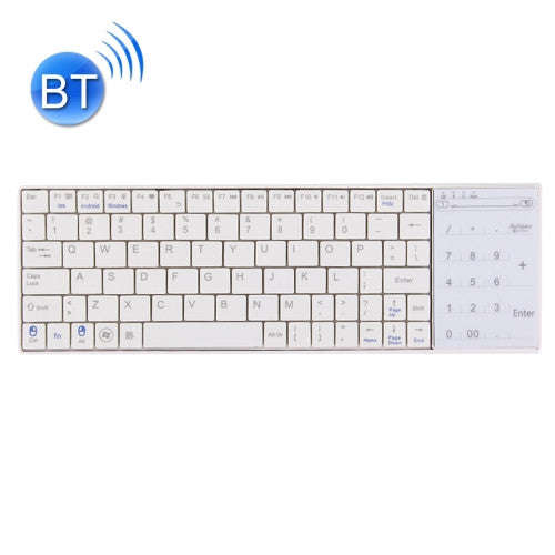 BT8 Bluetooth Wireless 80 Keys Keyboard with Touchpad for Windows / iOS / Android(White)