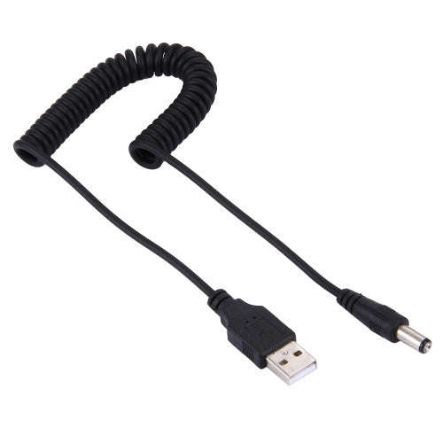 USB 2.0 Male to Straight Head DC 5.5 x 2.5mm Male Retractable Coiled Power Cable for Lenovo Asus ...