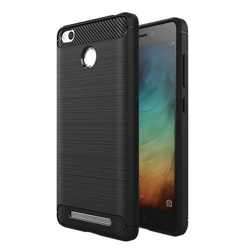 Xiaomi Redmi 3s Case, Brushed Texture Carbon Fiber TPU Protective Case (Black)