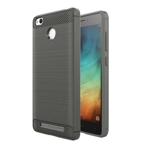 Xiaomi Redmi 3s Case, Brushed Texture Carbon Fiber TPU Protective Case (Grey)