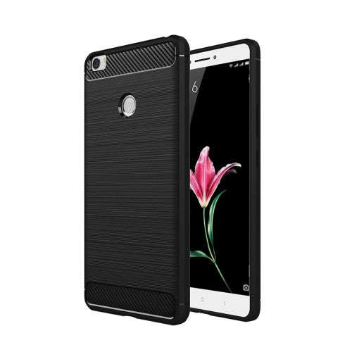 For Xiaomi Mi Max Brushed Texture Fiber TPU Rugged Armor Protective Case(Black)