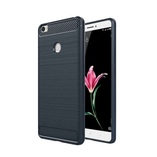 For Xiaomi Mi Max Brushed Texture Fiber TPU Rugged Armor Protective Case (Dark Blue)