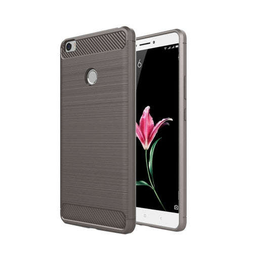 For Xiaomi Mi Max Brushed Texture Fiber TPU Rugged Armor Protective Case(Grey)